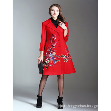 Autumn Luxury 2017 Femme Alibaba Red Emboidered Trench Coat and Jackets